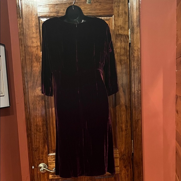 Chic Velvet Long Sleeve Dress in Deep Burgundy - Picture 6 of 9